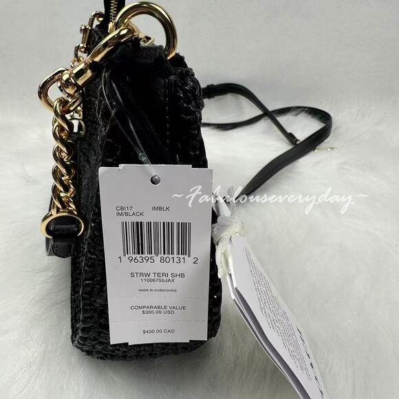 Coach Teri Shoulder/Crossbody Bag In Straw/Gold/Black CBI17 NWT - Picture 5 of 8